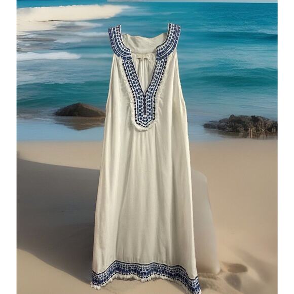 Mud Pie Dresses & Skirts - Mudpie Dress Womens Small Grecian Style Embroidered Sundress Coastal Beach Vacay